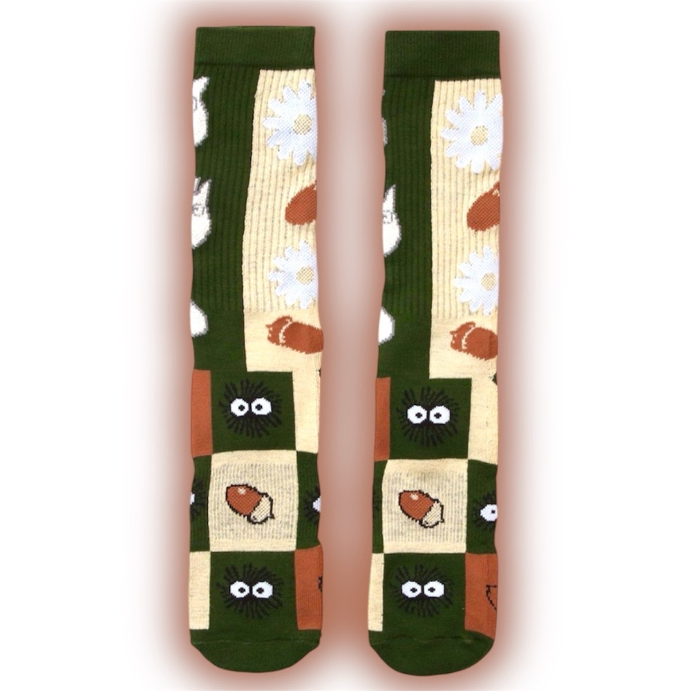 Studio Ghibli My Neighbor Totoro Soot Sprite Flower Patchwork Crew Socks